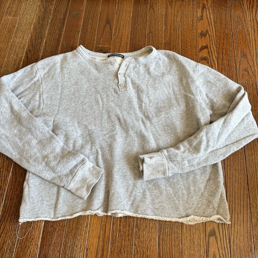 Brandy Melville Gray Henley Sweatshirt